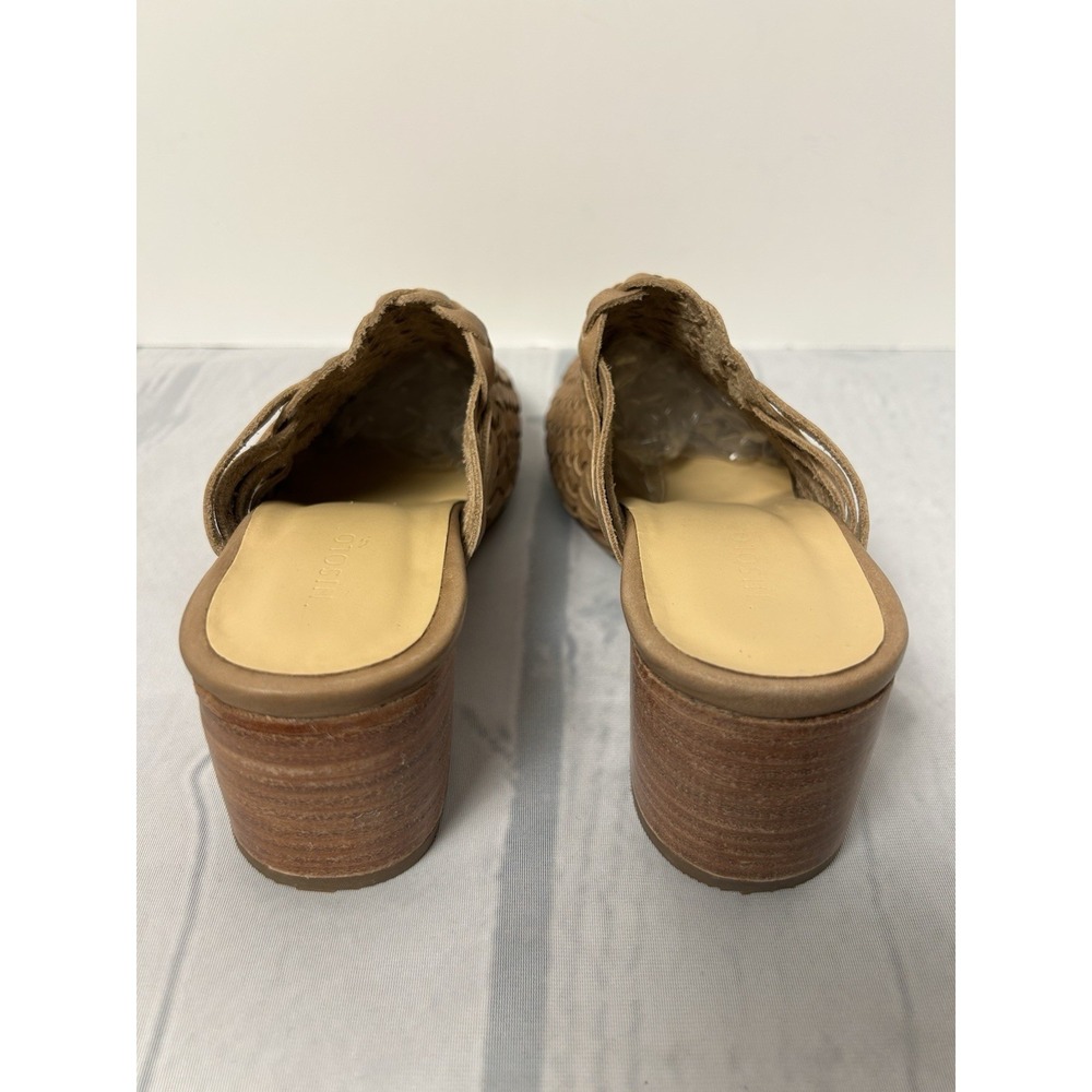 Nisolo All-Day Woven Heeled Mule SZ 9 Leather Slip-on Sandal Block Heel Almond - Picture 4 of 9
